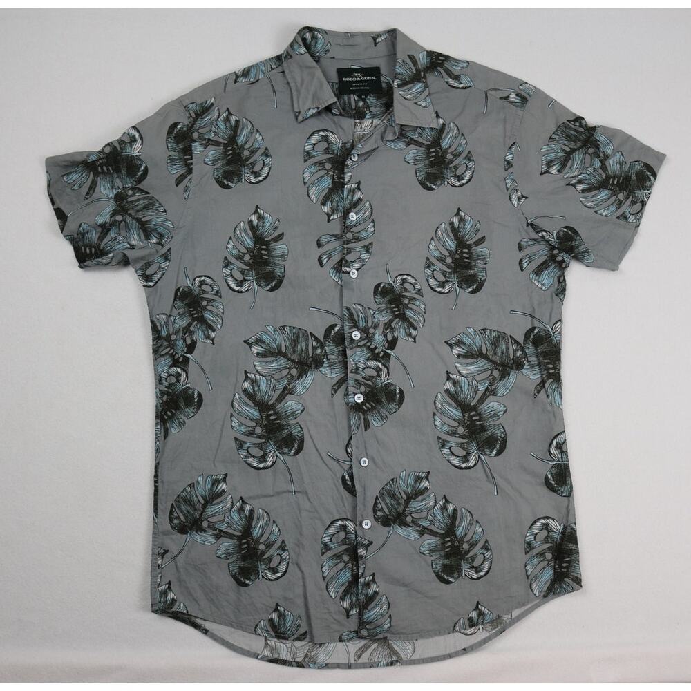 Rodd & Gunn Short Sleeve Button Down Shirt Men Medium Grey Tropical Linen Blend